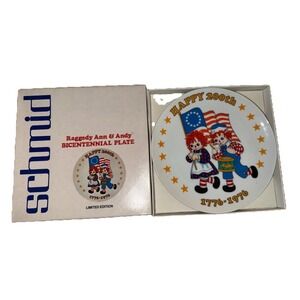 Vintage Schmid Raggedy Ann & Andy Bicentennial Plate 1776-1976 Limited Edition